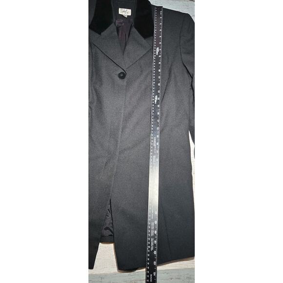 Vintage Emily Wool Tailored Car Coat 14W Academia Black Velvet Collar MOBWIFE - Picture 8 of 11